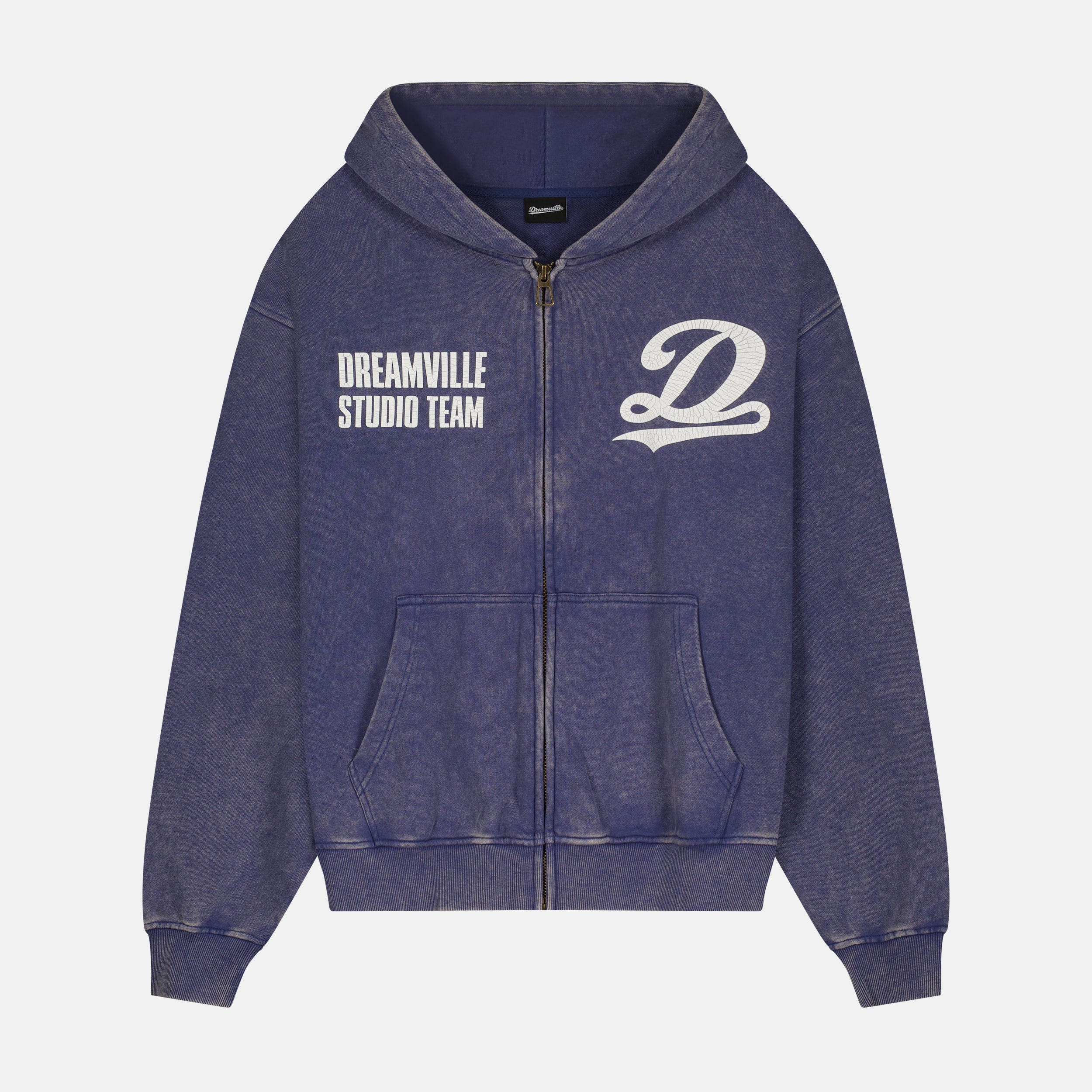 トップス AFB Living the dream double zip sweat STUDIO TEAM ZIP UP HOODIE WASHED BLUE – Dreamville Official Store