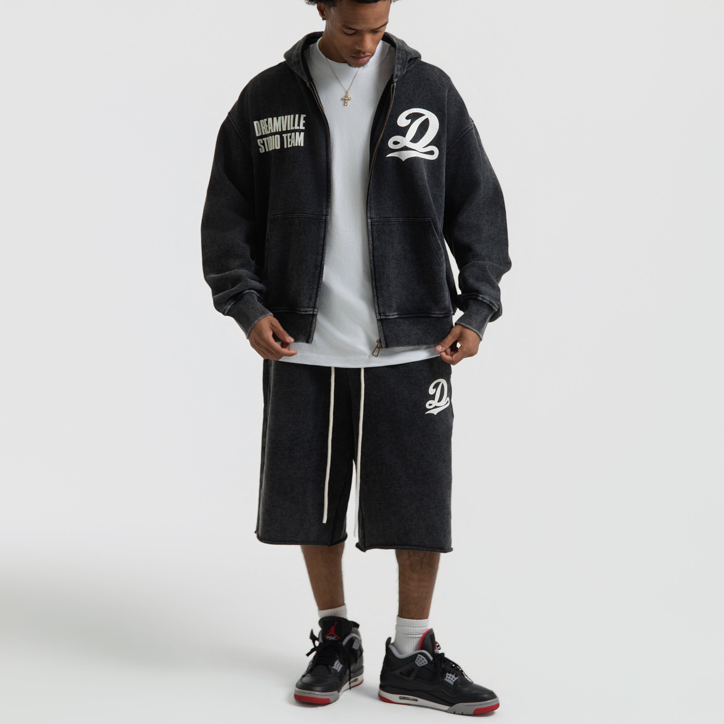STUDIO TEAM ZIP UP HOODIE WASHED BLACK – Dreamville Official Store