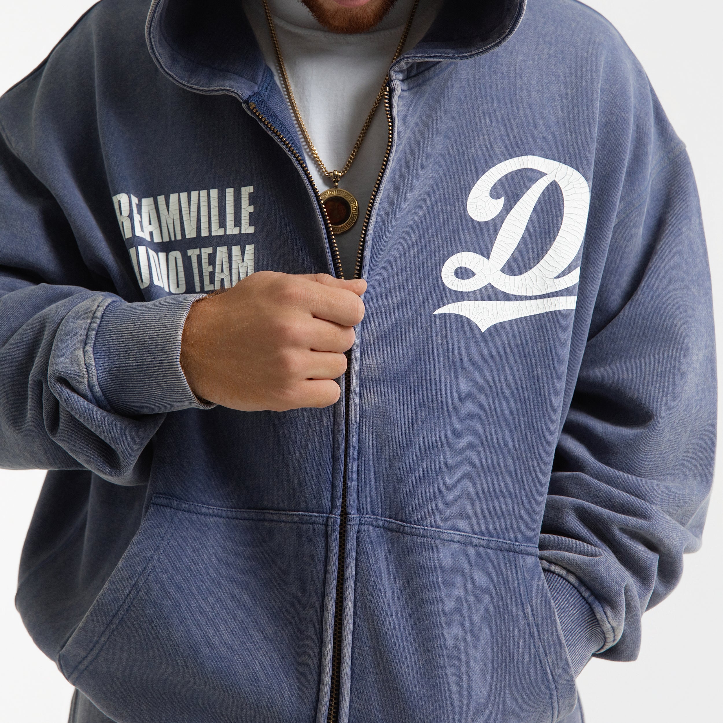 STUDIO TEAM ZIP UP HOODIE WASHED BLUE – Dreamville Official Store