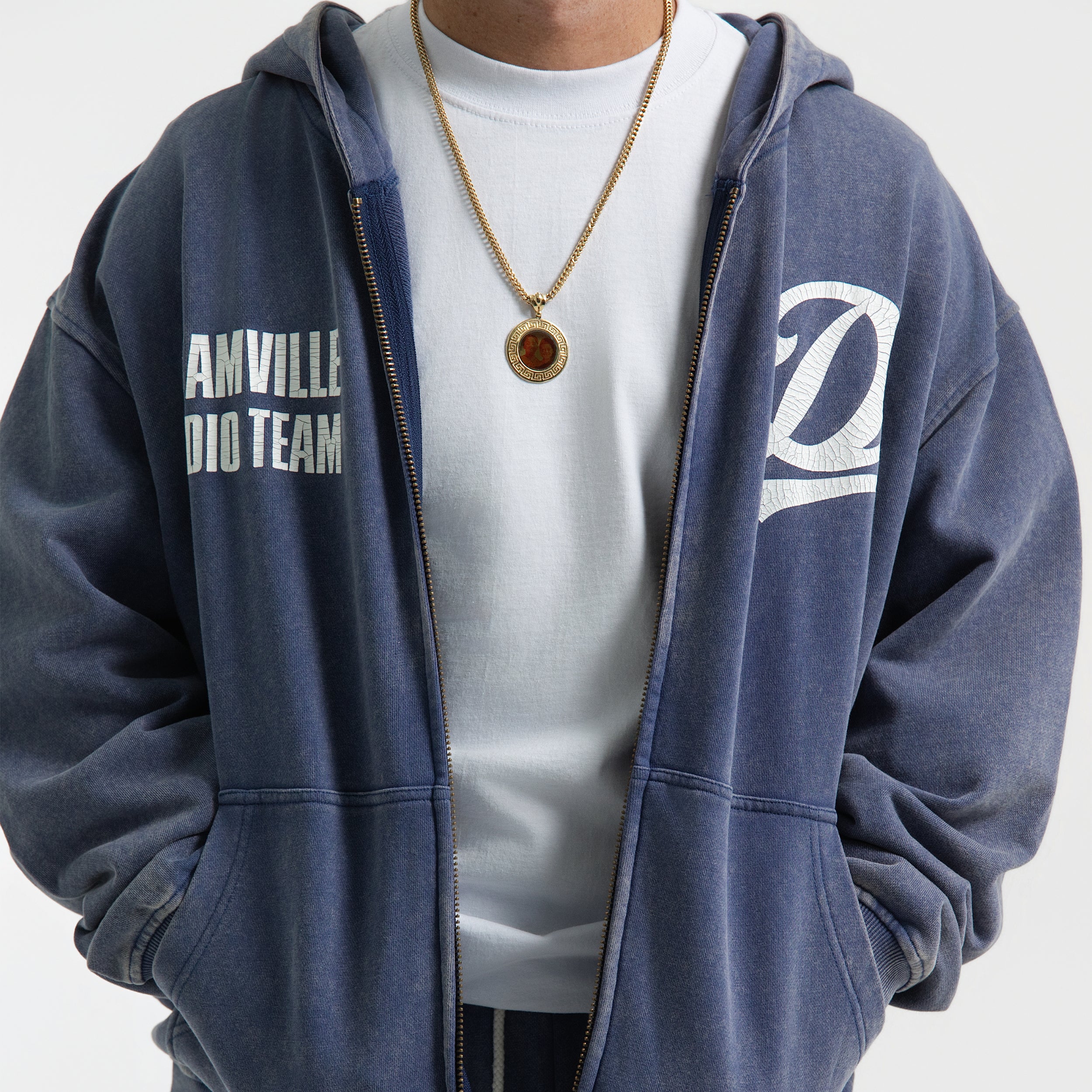 STUDIO TEAM ZIP UP HOODIE WASHED BLUE – Dreamville Official Store