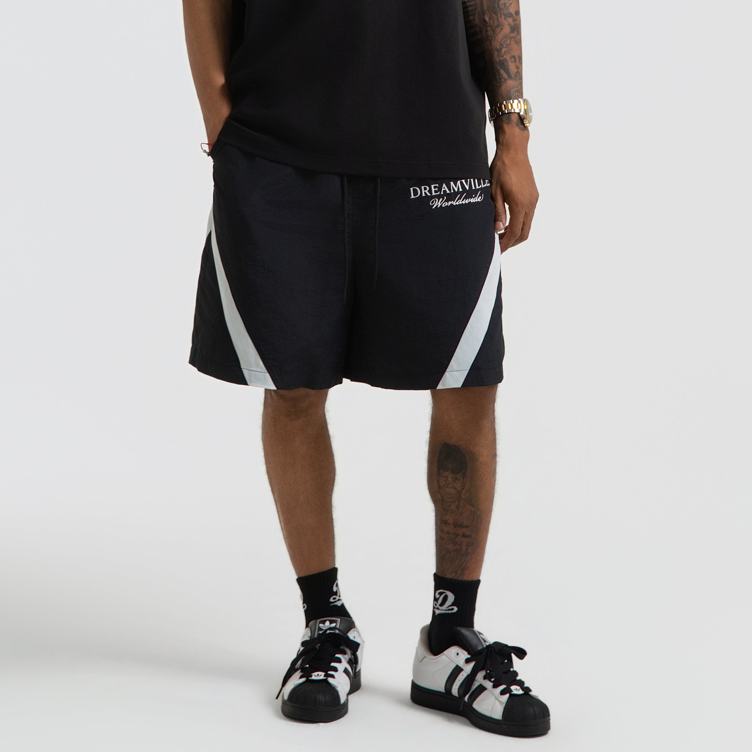 WORLDWIDE NYLON SHORTS BLACK – Dreamville Official Store