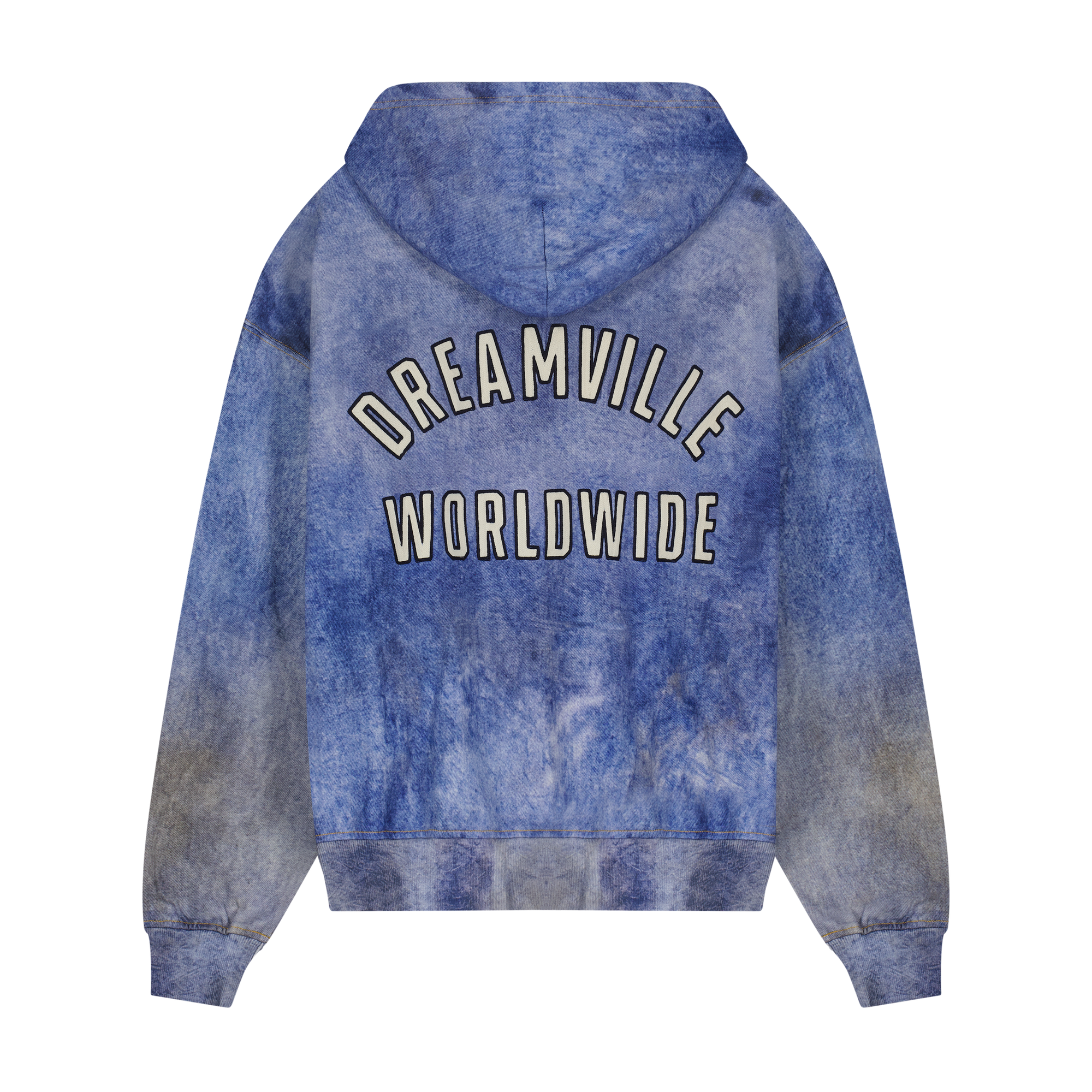 DV WORLDWIDE DENIM PRINTED ZIP UP HOODIE